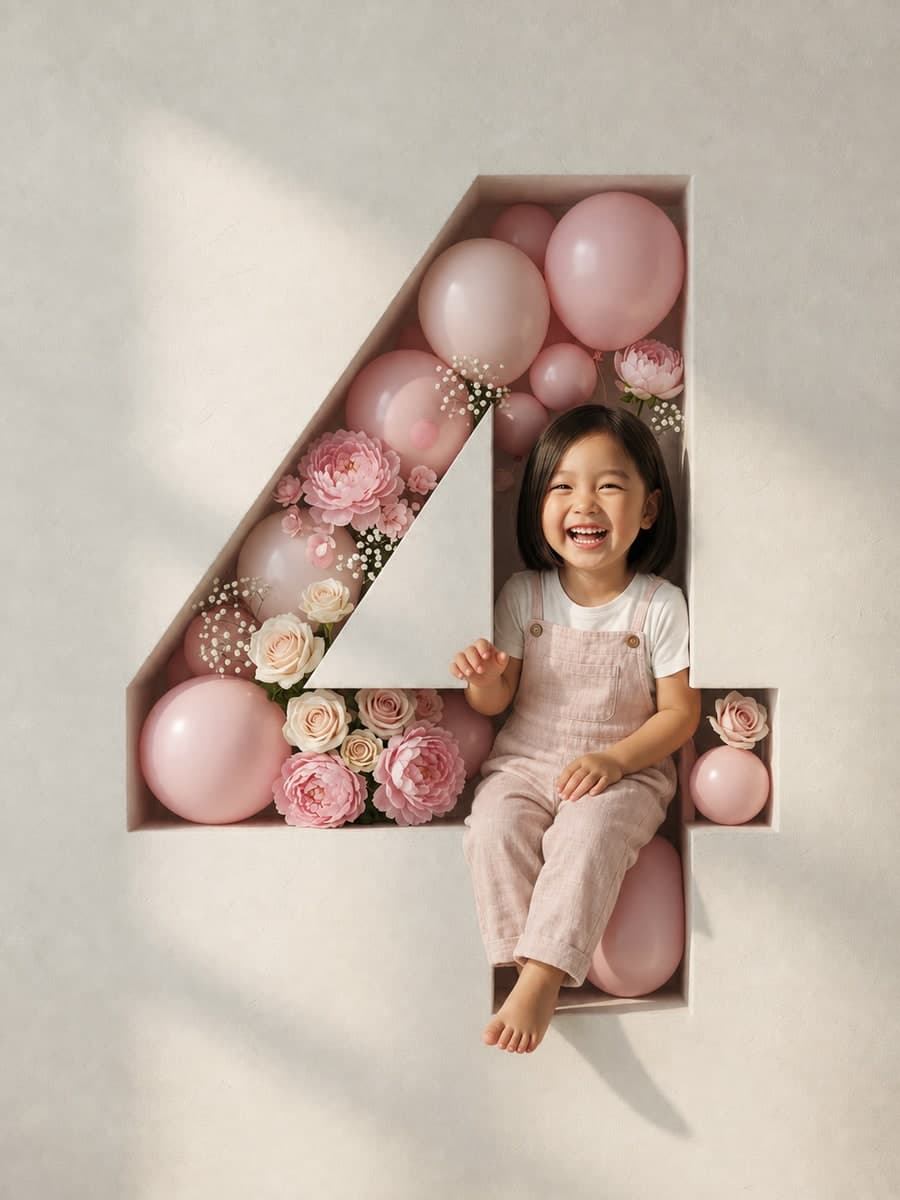 Soft pinks and summer flowers inside the carved birthday number.